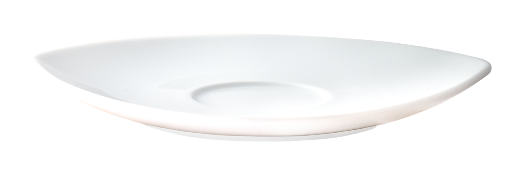 Das LEAFLine Untertassen-Set von Meßmer DE besteht aus modernen, weißen, dreieckigen Untertassen, die in der Mitte eine runde Vertiefung zur Aufnahme von Tassen haben. Ihr elegantes, stapelbares Design hebt sich von einem schlichten, hellen Hintergrund ab.