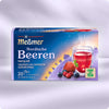 Verpackung des Ländertee Bestseller Sets mit Meßmer Nordische Beeren Früchtetee, dargestellt vor hellem Hintergrund, betont den fruchtig-süßen Geschmack und das Care-for-Tea-Siegel für nachhaltigen Anbau.