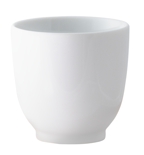 Das LEAFLine Ablagebecher-Set von Meßmer DE besteht aus einem schlichten, weißen Keramikbecher aus feinstem Teeporzellan mit abgerundetem, henkellosen Design und glatter, glänzender Oberfläche auf weißem Grund.